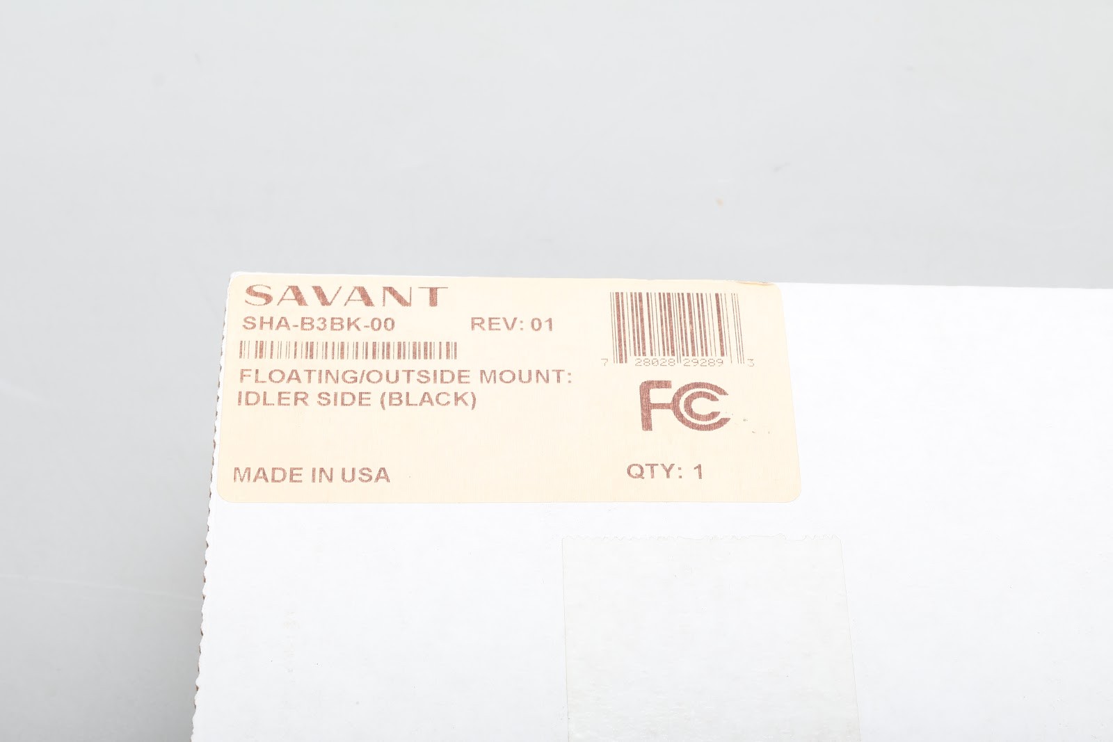 Savant SHA-B3BK-00 Floating Shade Mount Idler Side - New Open Box