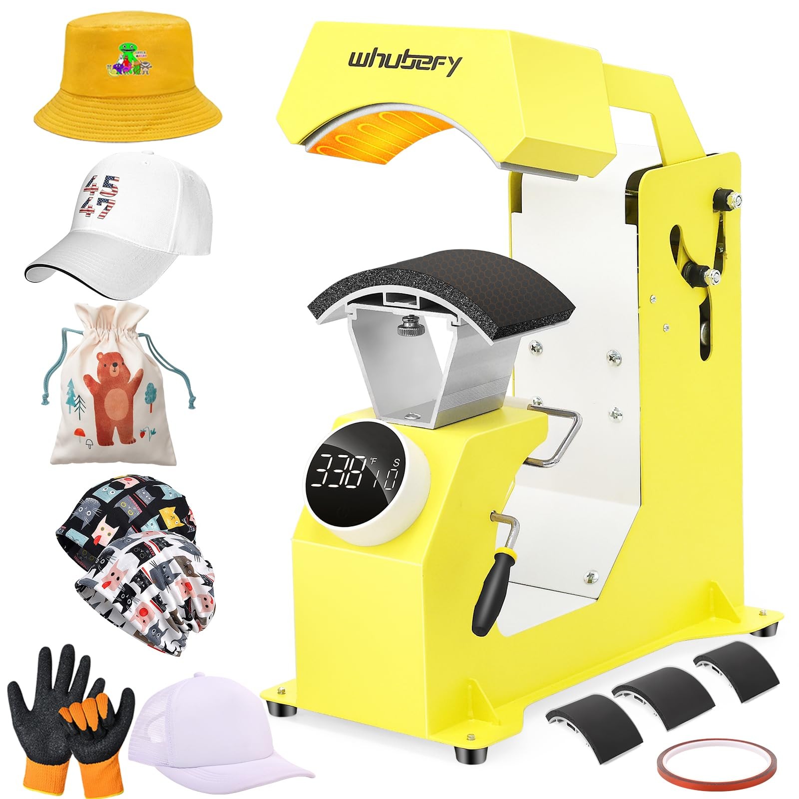 3in1 Hat Press Heat Machine for Caps - Auto Hat Heat Press w/3 Platens - No C...