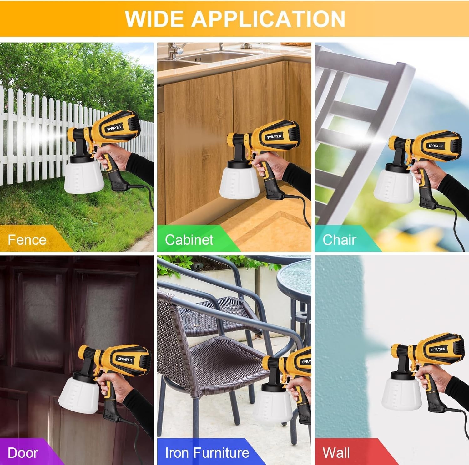 Versatile 700W Handheld Paint Sprayer with Easy Clean Function & 4 Nozzles