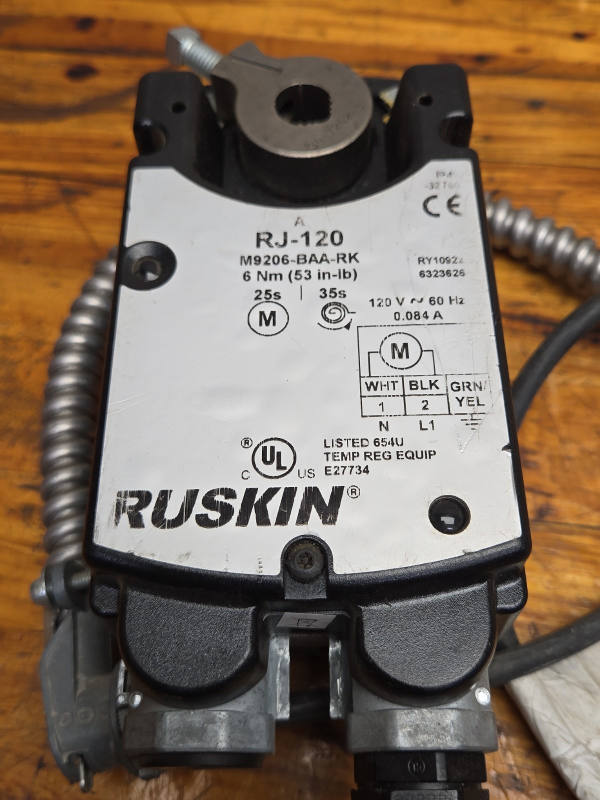 Ruskin RJ-120 electric spring return actu