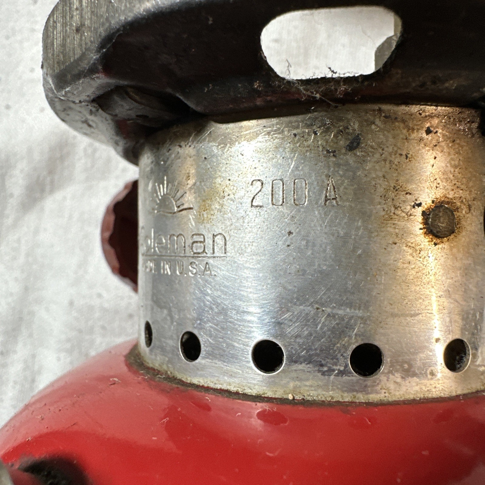 Vintage 5/72 Coleman Model 200A Red Camping Lantern without globe untested