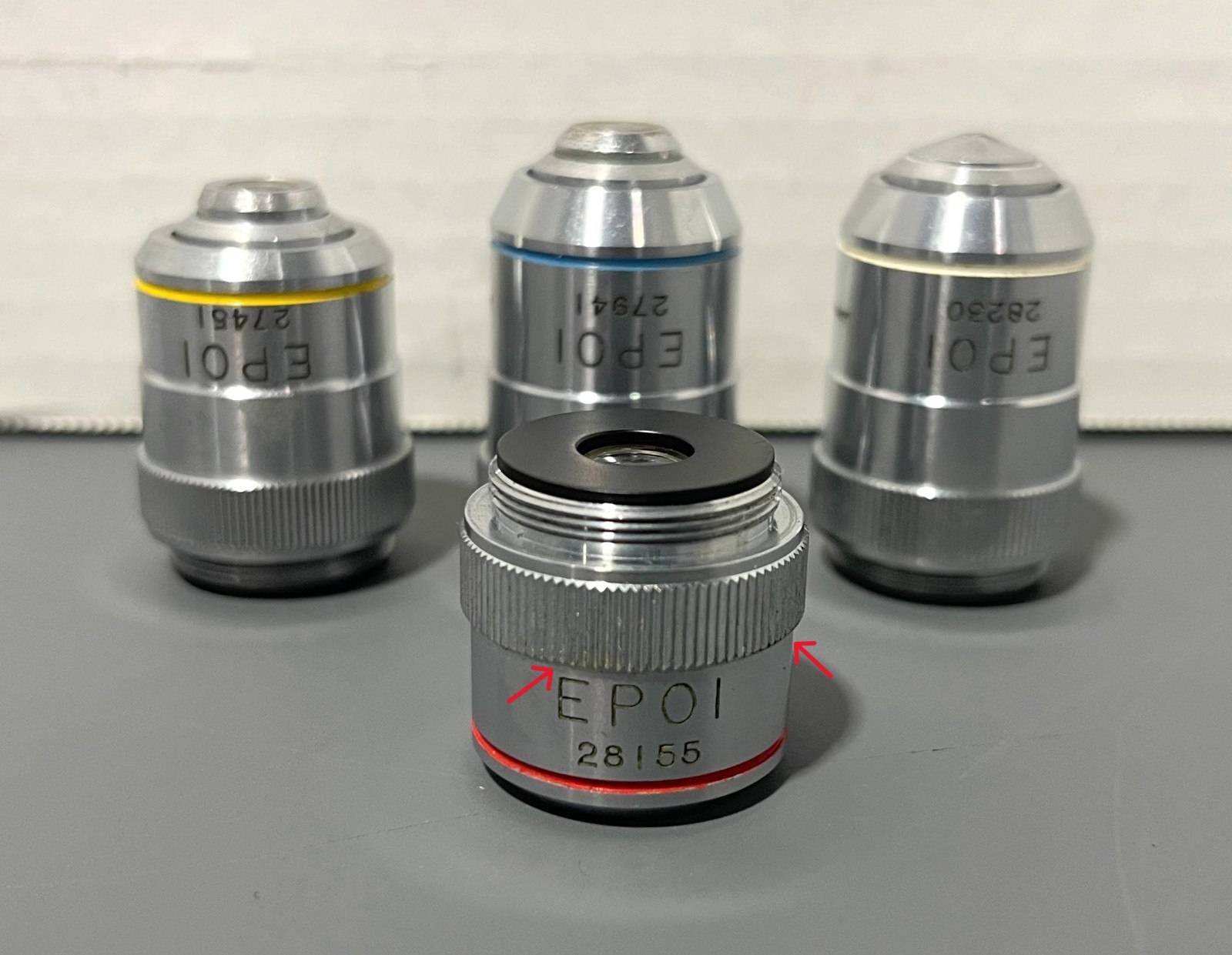 Mixed Lot of EPOI 4/0.13 10/0.25 40/0.65 OiL 100/1.25 Microscope Objectives
