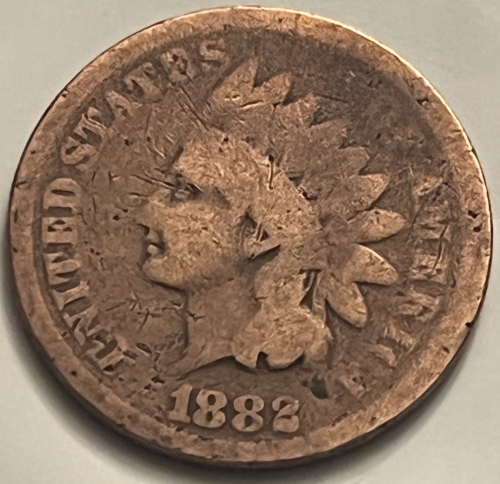 1882 Indian Head Cent Good/VG Brown Sharp Reverse BN169