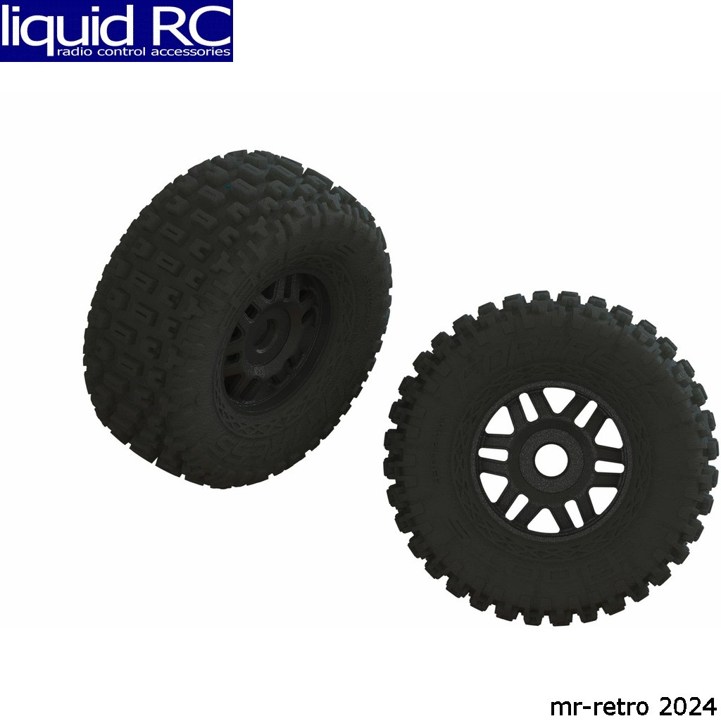 Arrma 550110 dBoots FORTRESS LP Tire Set Glued Black 1 Pair 17mm hex