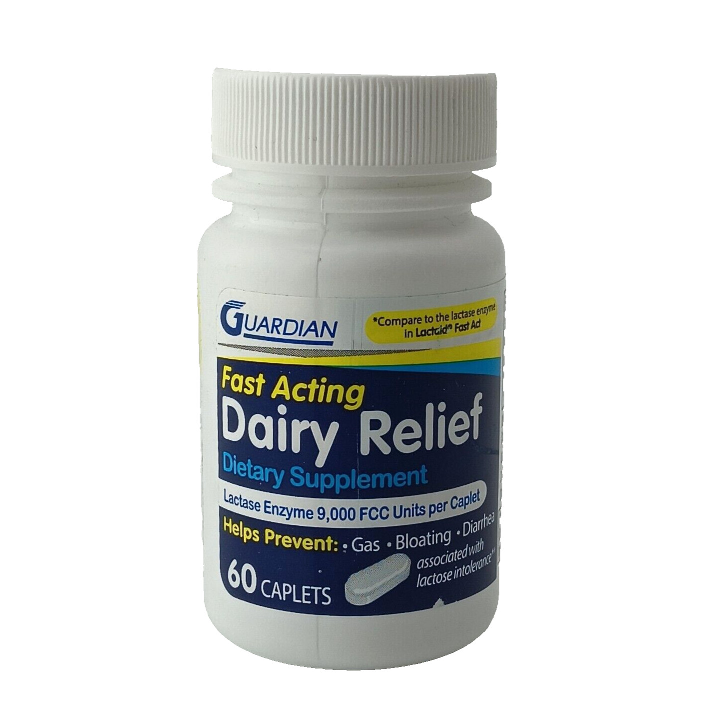 Fast Acting Dairy Relief Gas Bloating - 60 Caplets