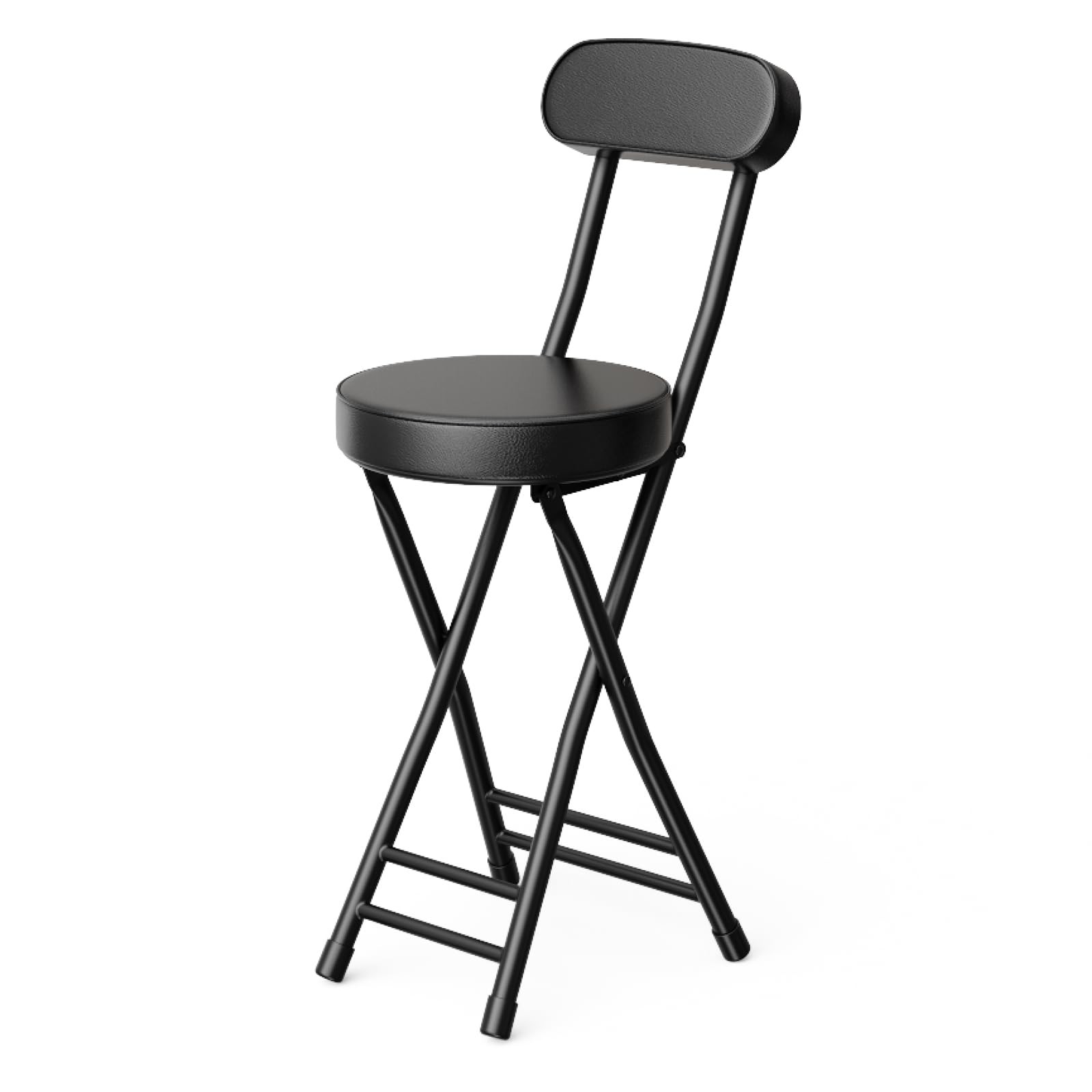 Folding Stool,Cushioned Padded Folding Bar Stool,24inch Black Height Heavy Du...