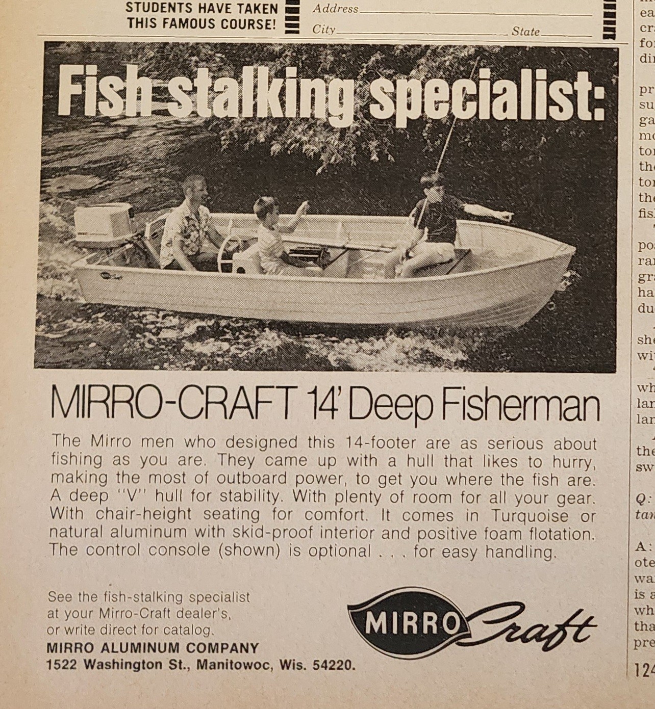 Mirro Craft Boat Fishing Boating Picture Magazine Ad Original Vtg Decor Retro