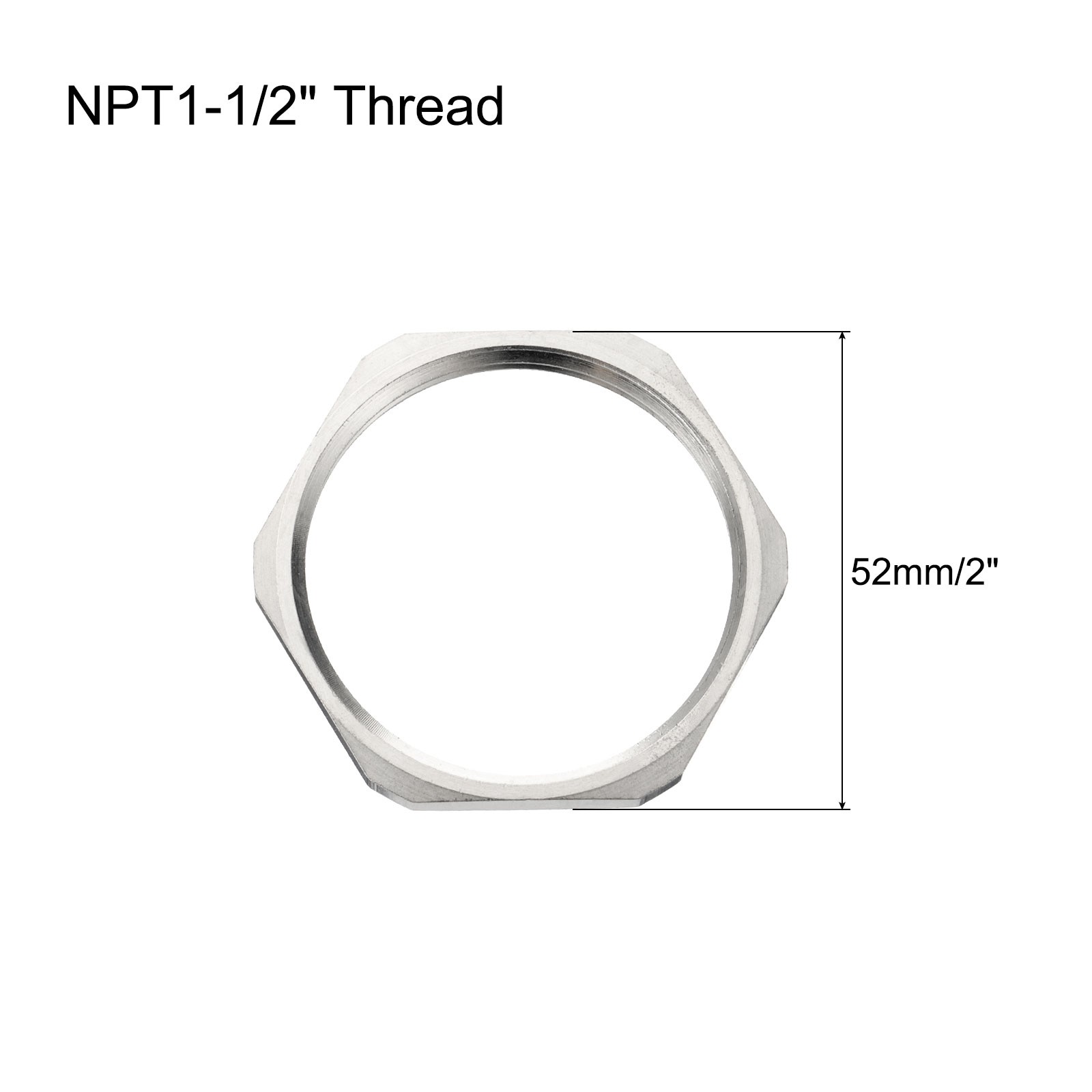2PCS Cast Pipe Fitting Hex Locknut Nut NPT1-1/2" Female Thread Silver Tone