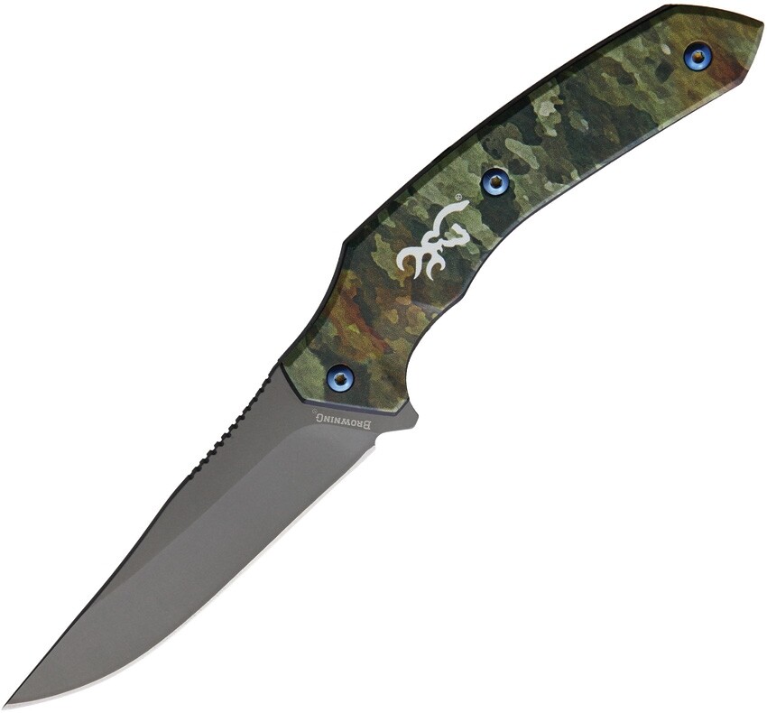 Browning Fixed Knife 4" Stainless Steel Blade TDX Camo Aluminum Handle 0326