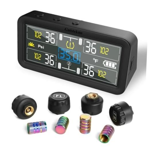 RV Tire Pressure Monitoring Systems with 4-inch LCD Screen, Wireless 4-Sensors