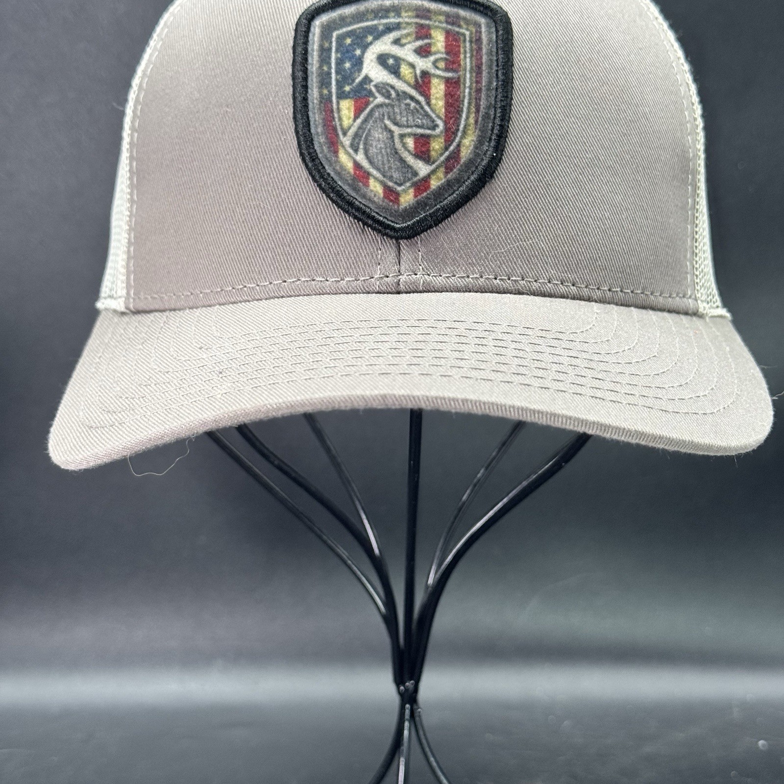 Non-Typical By Drake Waterfowl Trucker Hat American Flag Buck Strapback Meshback