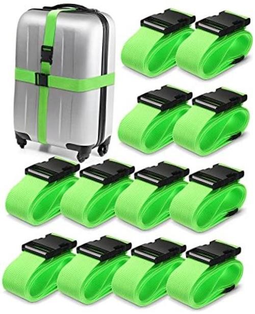 12 Pack Luggage Straps for Suitcase TSA Approved Belts Wide Adjustable Packing