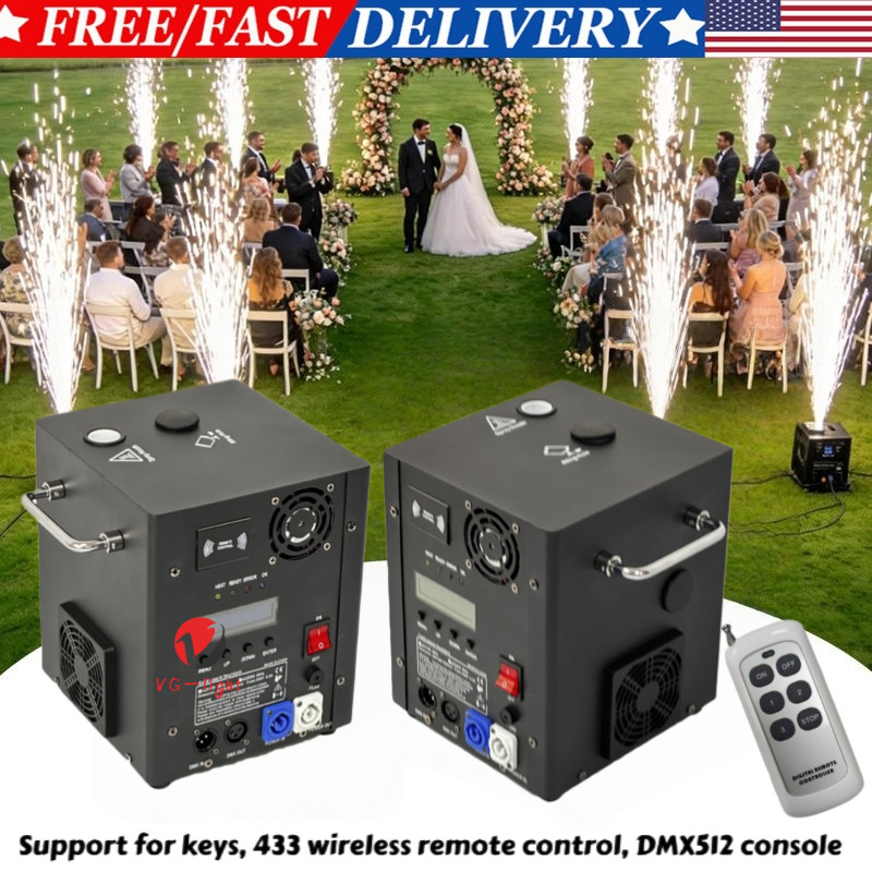 2PCS Large Cold Spark Machine 700W DMX Stage Firework Machine 6.6-9.8ft Wedding