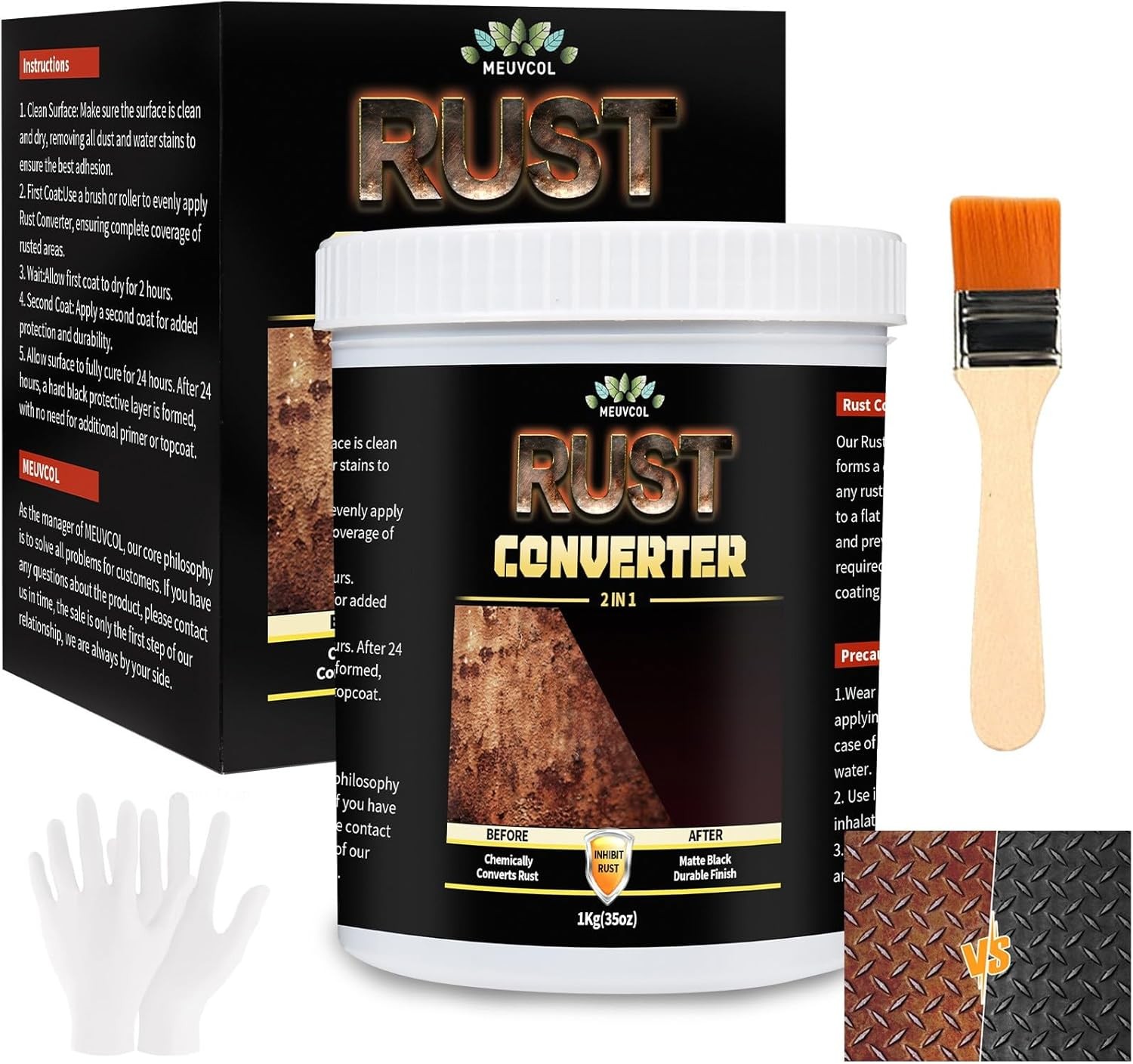 2-in-1 Rust Converter & Metal Primer, 35 Floz 35 Fl Oz (Pack of 1), black