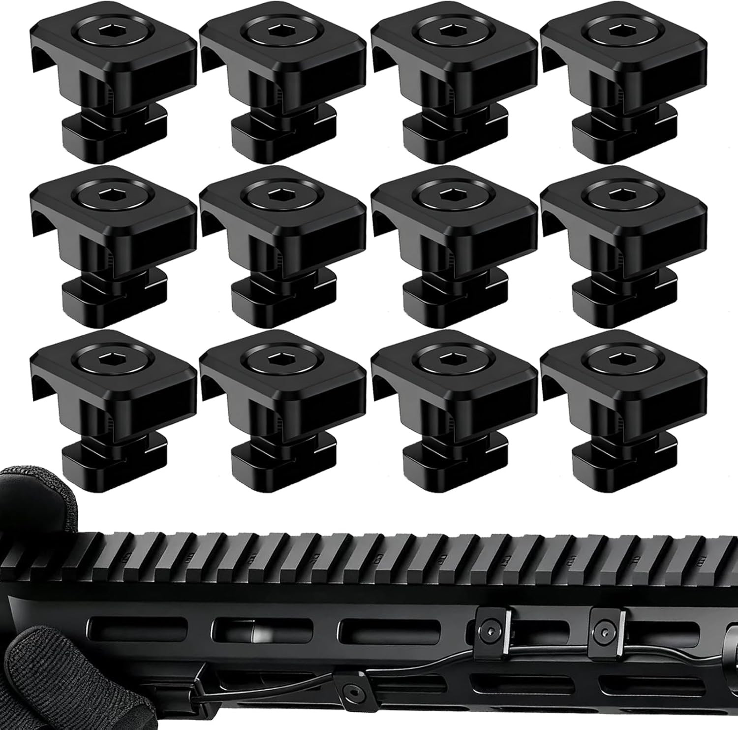 12 Pack M-Lok Cable Clips, Wire Management Clips for Picatinny Rail, Flashlight