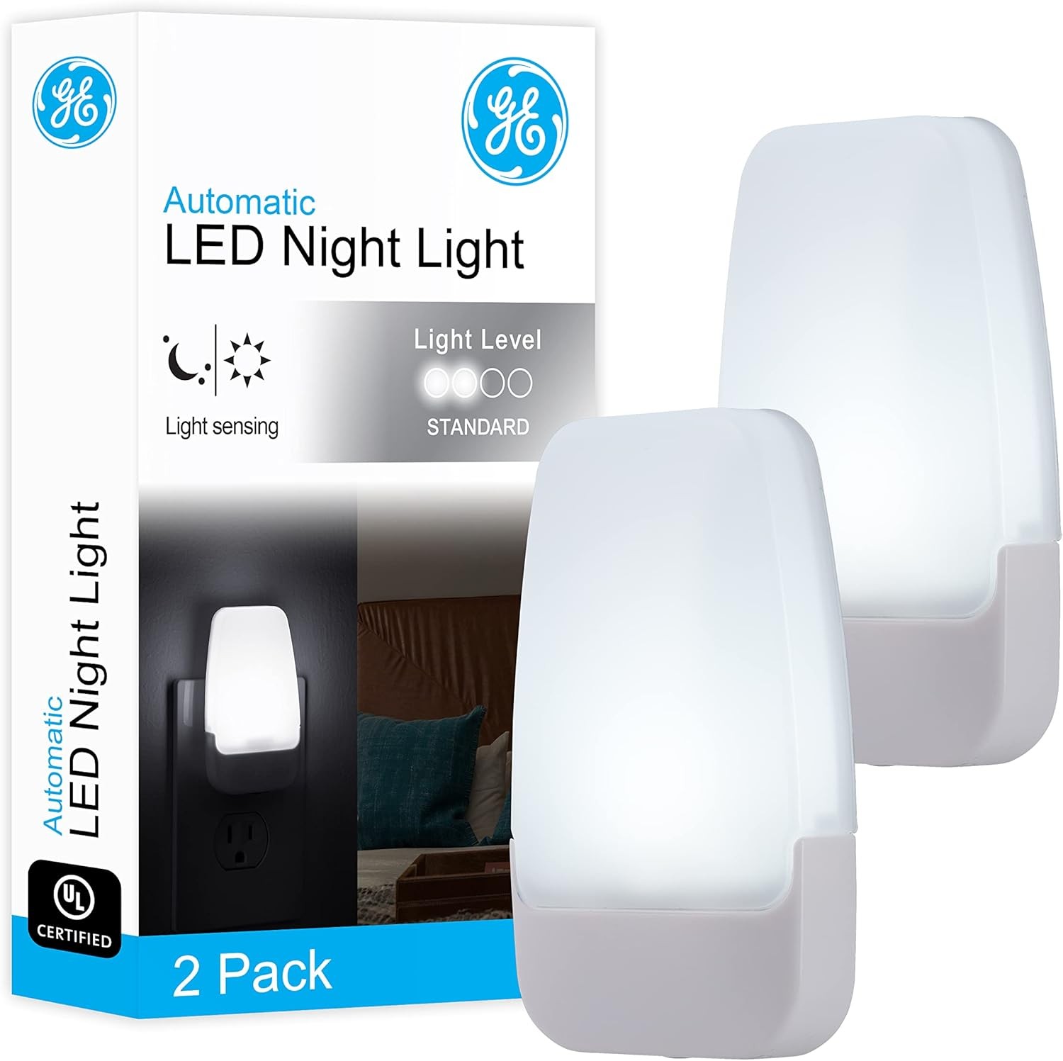 LED Night Lights Plug Into Wall, Dusk to Dawn Sensor, Ambient Lighting,  2 Pack