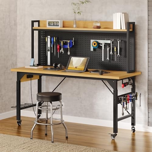 DWVO 48in Workbench with Pegboard 1600lbs Rolling