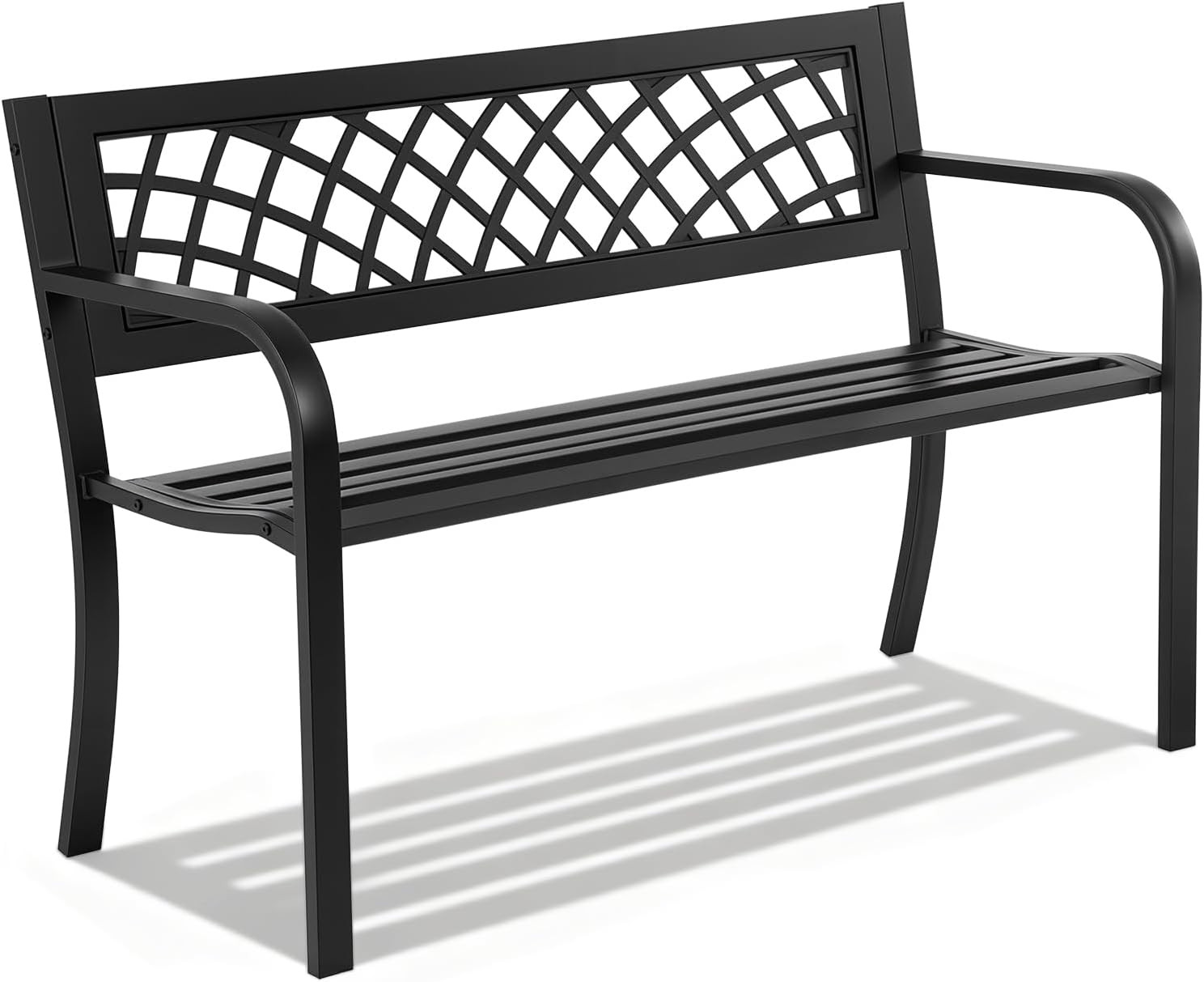 Garden Bench,Outdoor Benches,Iron Steel Frame Patio Bench with Mesh Pattern and