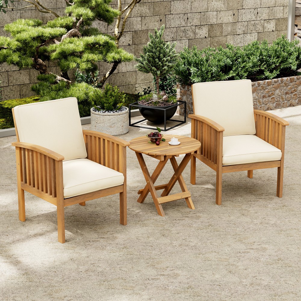 Acacia Wood Outdoor Furniture Patio Conversation Set Chair Table Garden Deck
