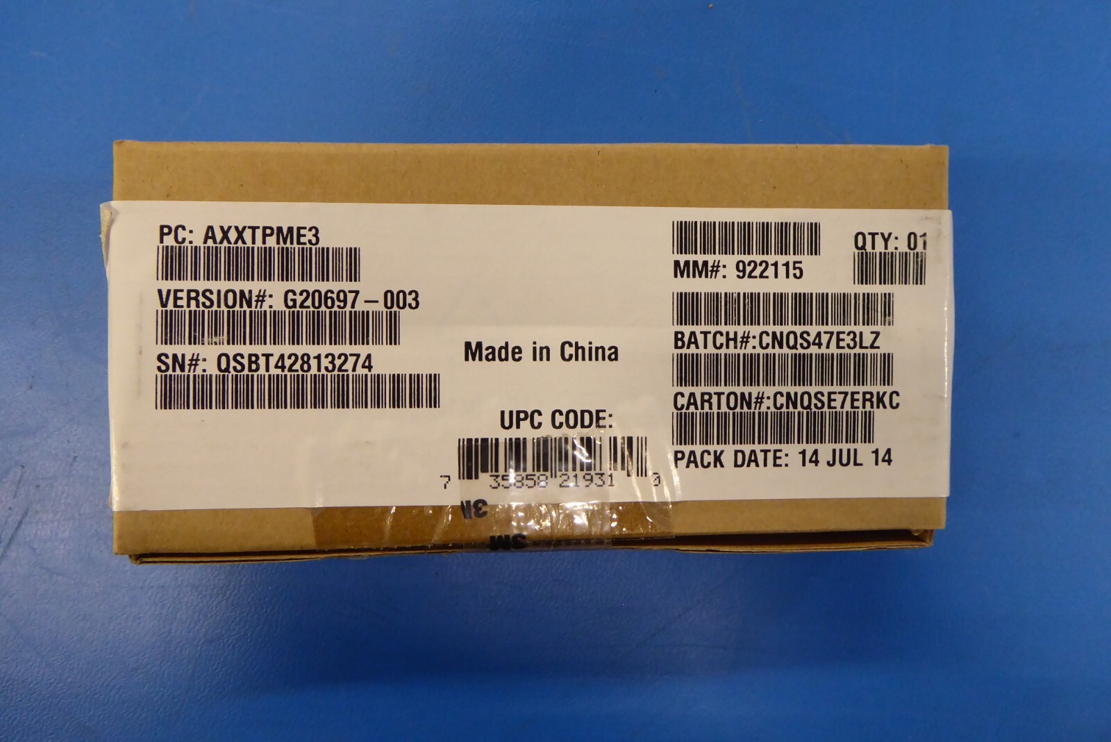 AXXTPME3 Intel Option Trusted Platform-Module TPM for E3 Based Boards and System