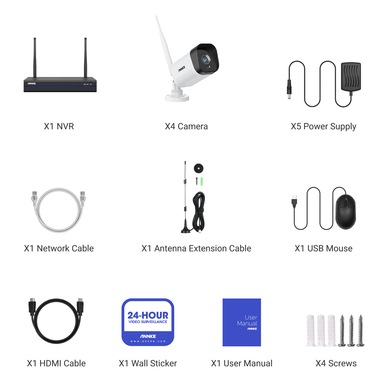ANNKE 5MP 8CH DVR 3MP Wireless Security Camera System WiFi 2-Way Audio Recording