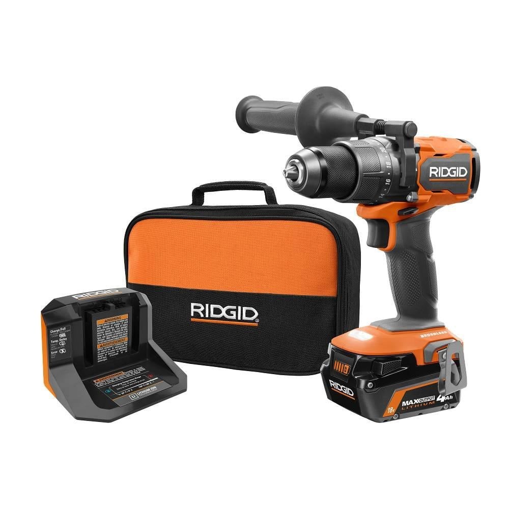 RIDGID 18V Brushless Cordless 1/2 in. Hammer Drill/Driver 4 Ah Battery & Charger