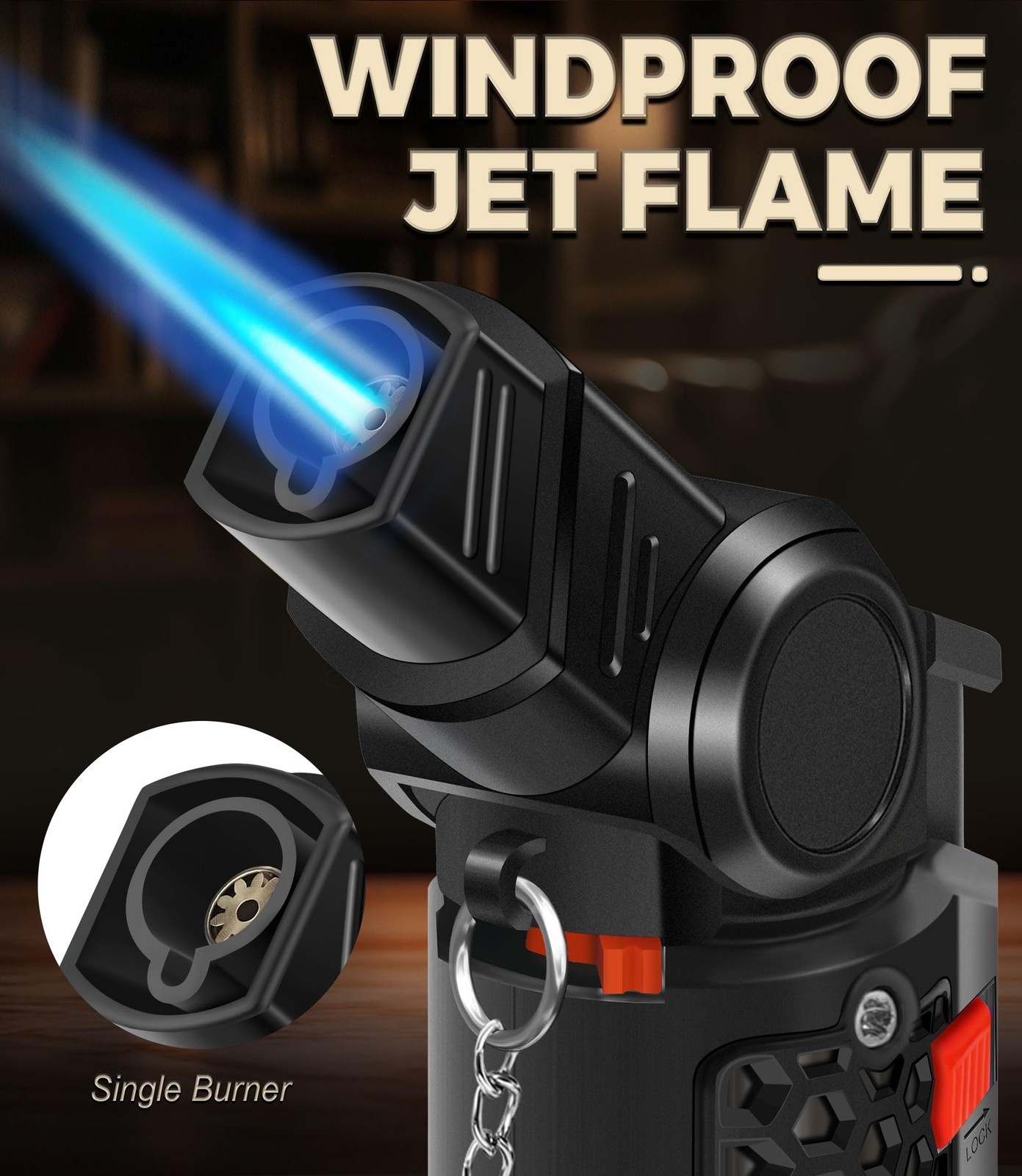 WANBRO 4 Pack of Torch Lighter, 30° & 45° Rotatable Windproof Jet Flame, with...