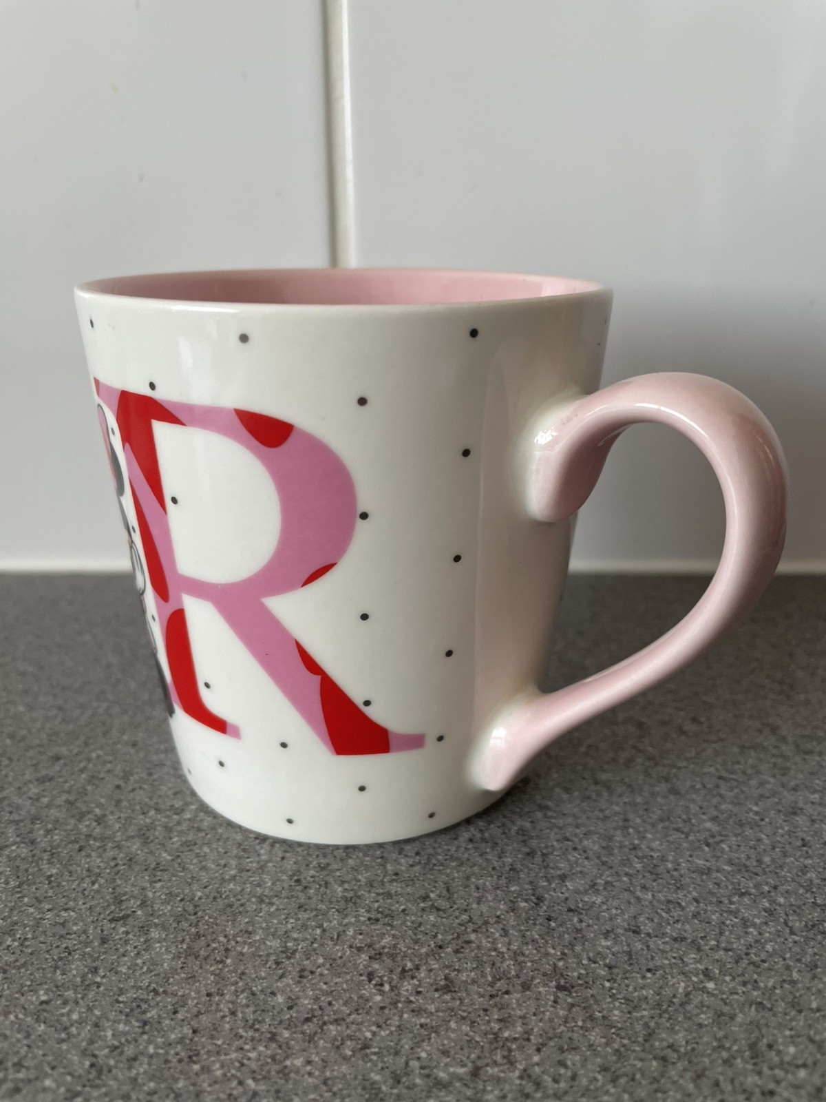 Disney Minnie Mouse Cup Mug Initial Letter " R " TJ Morris