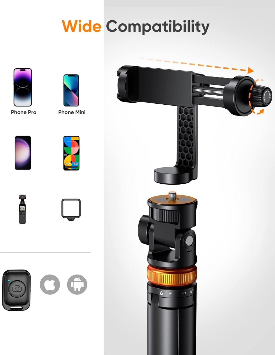 Newest iPhone Tripod Stand, EUCOS 62" Phone Tripod&Selfie Stick with Remote