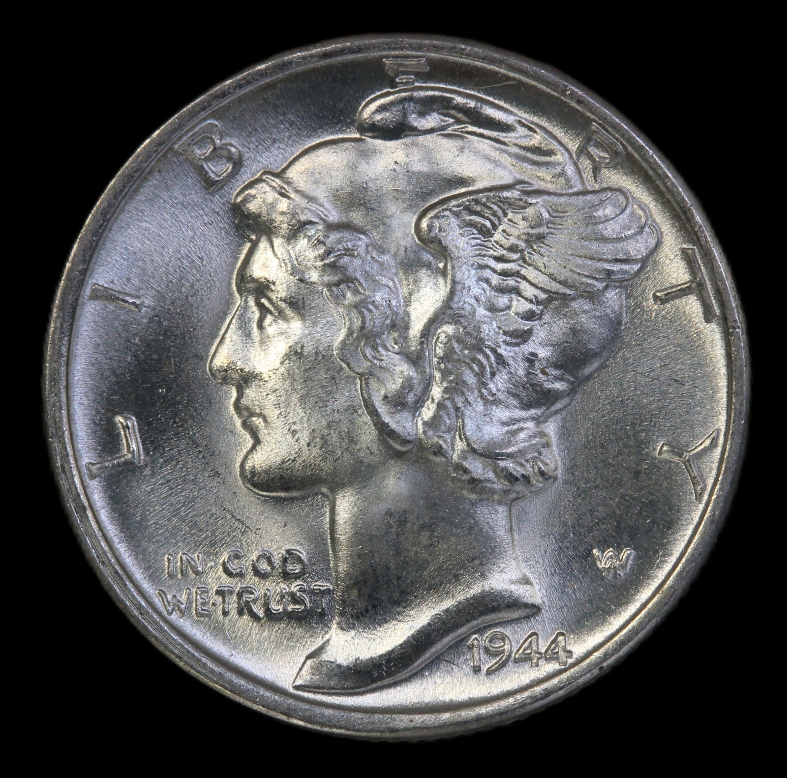 1945-D 10C FB Mercury Dime-GEM BU  FULL SPLIT BANDS- SMH-2221