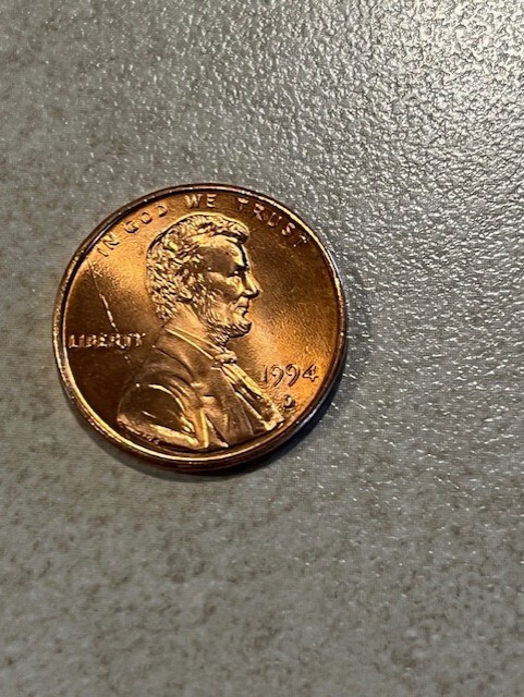1994 D mint penny with errors