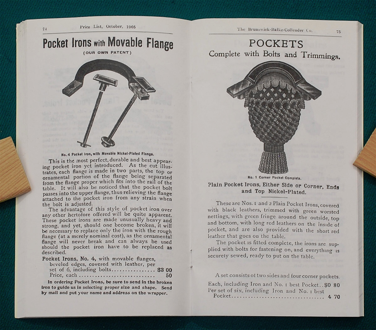 Reproduction of Rare 1905 BBC Billiard Price List/Catalog No. 1488