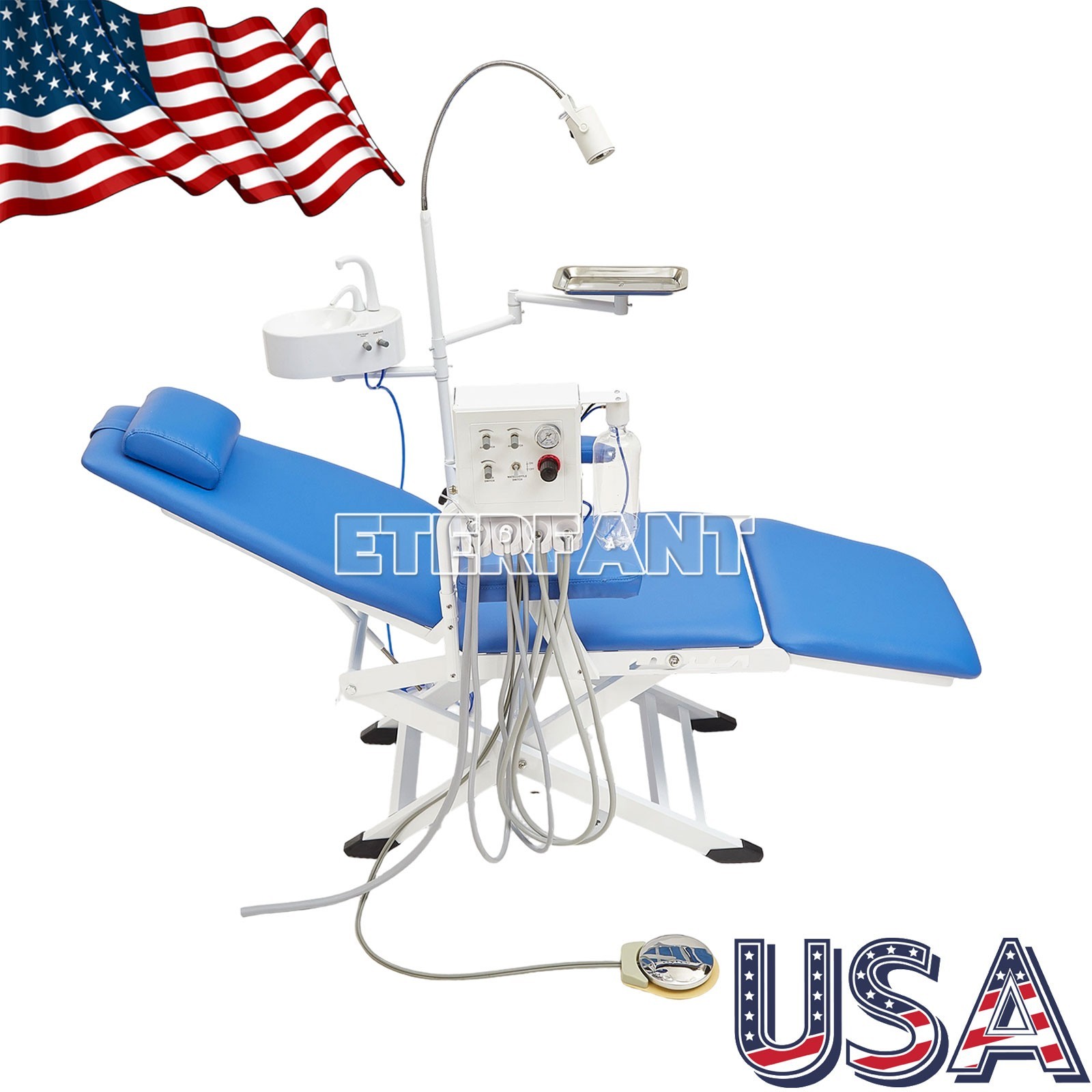 Dental Folding Chair with LED Light Adjustable Height&Angle+ Air Turbine Unit 4H
