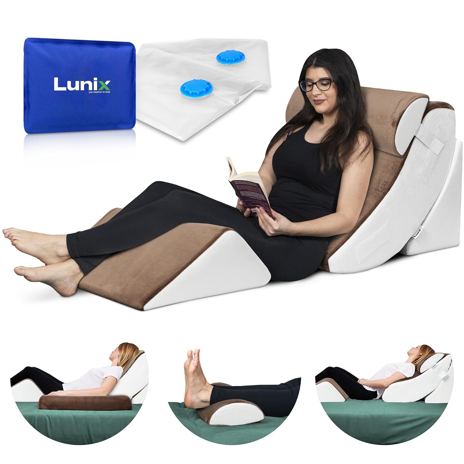 Post Op Recovery Wedge Pillow Set 4 Piece Memory Foam