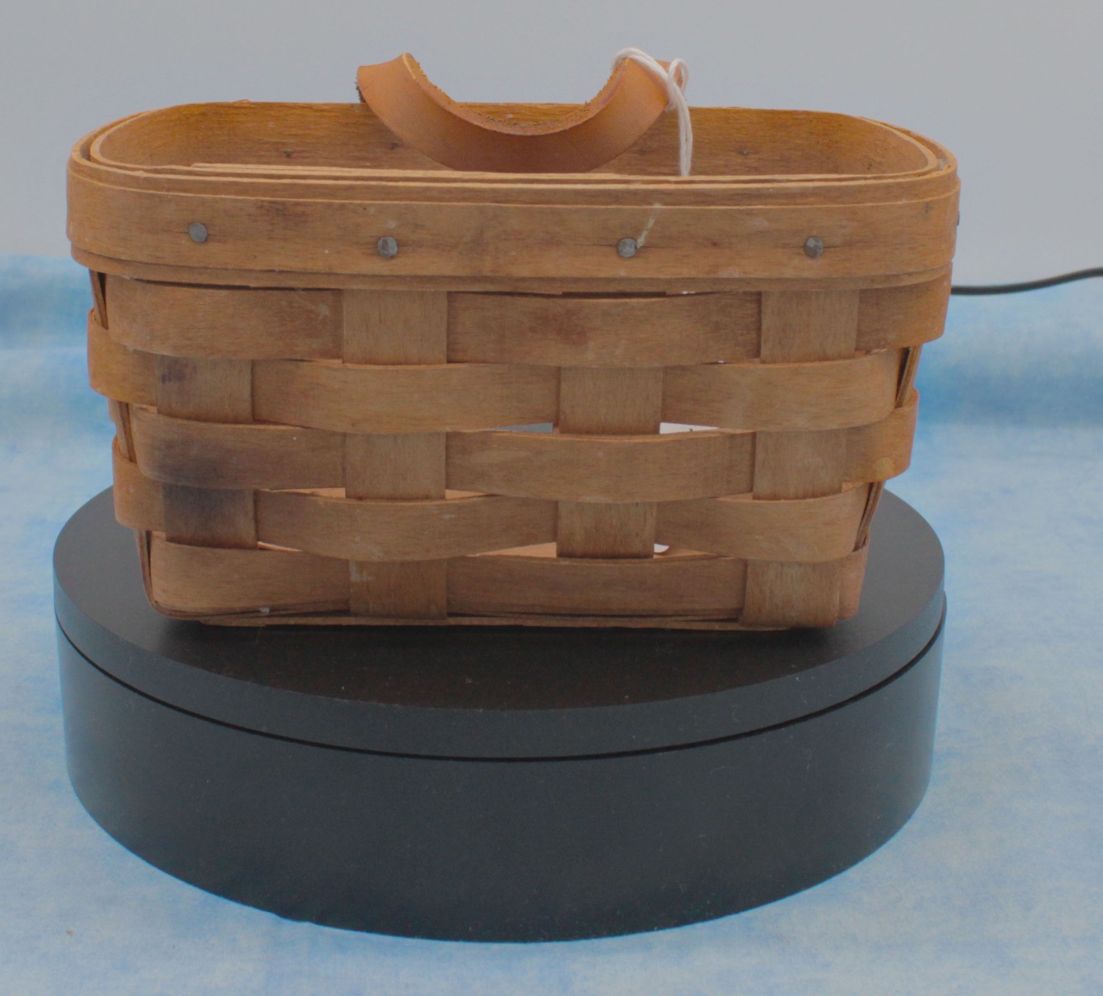 Longaberger 1991 Small Rectangular Basket with Swing Handle – Early Handwoven