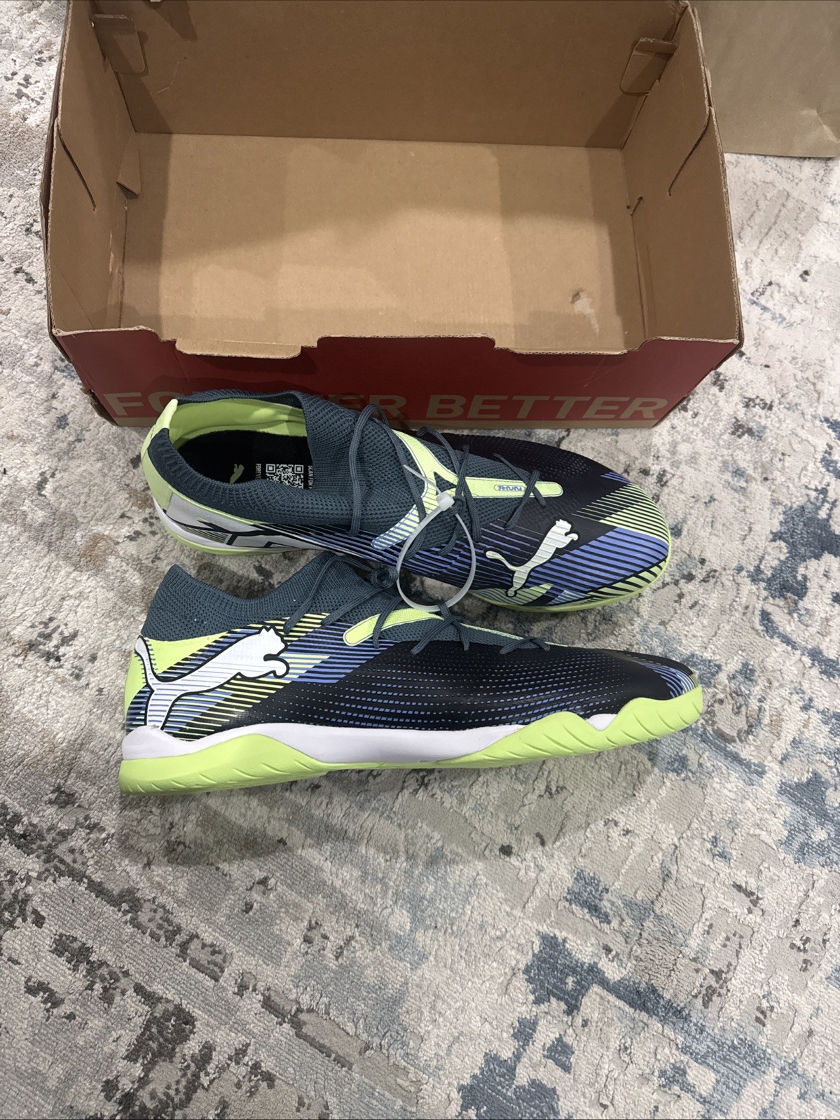 New PUMA Future 7 Match IT Indoor Soccer Shoes Mens US 12 Gray Blue Wht Lace Up
