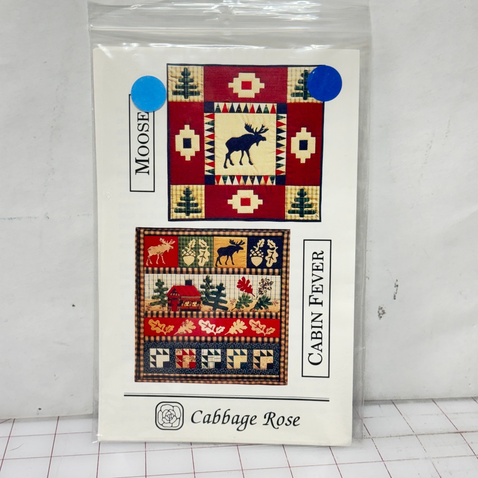 Cabbage Rose Quilt Pattern Moose Cabin Fever 25" wall hanging quilt pattern