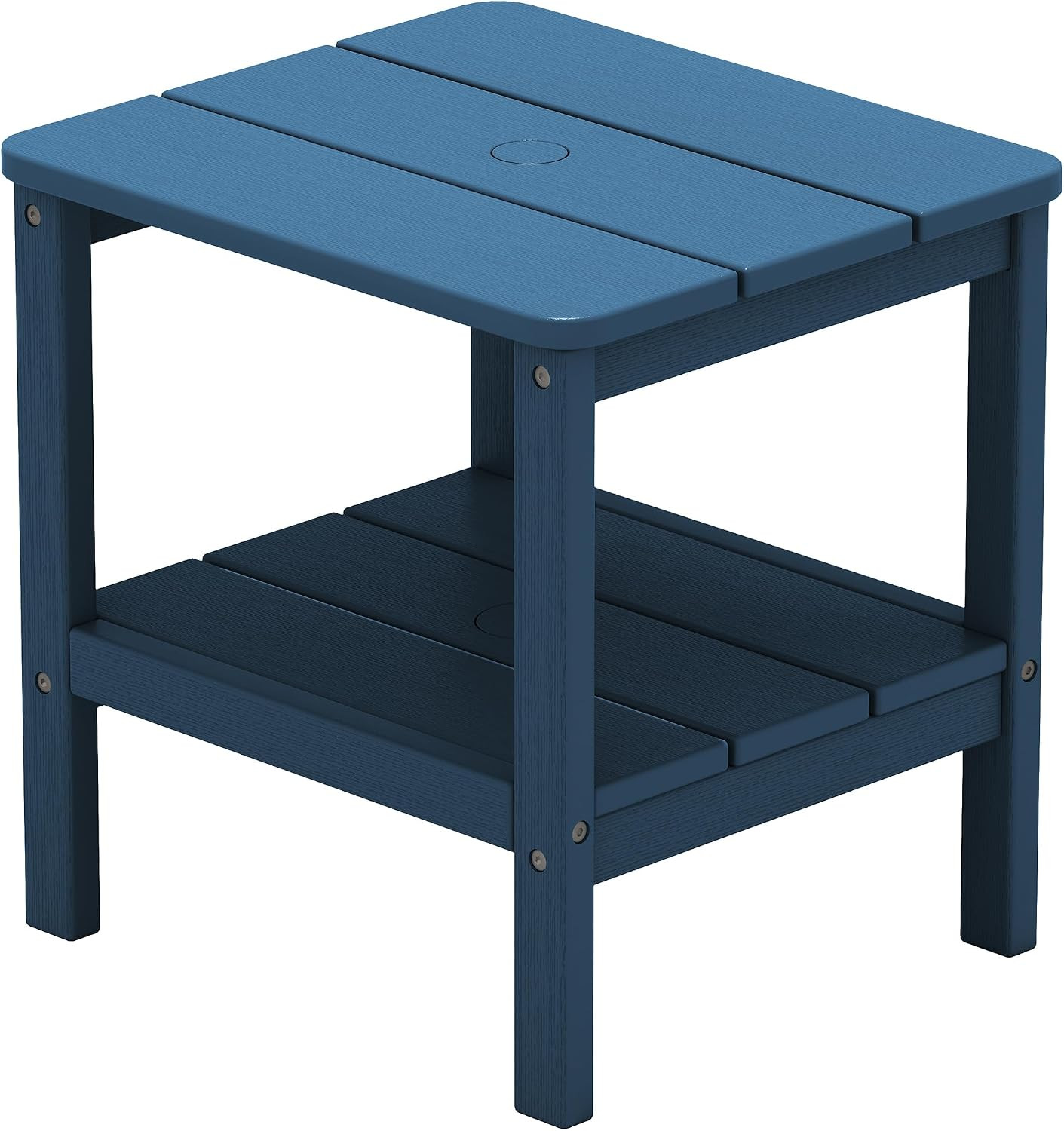 SERWALL Double Layer Adirondack Side Table with Umbrella Hole, HIPS Outdoor Side