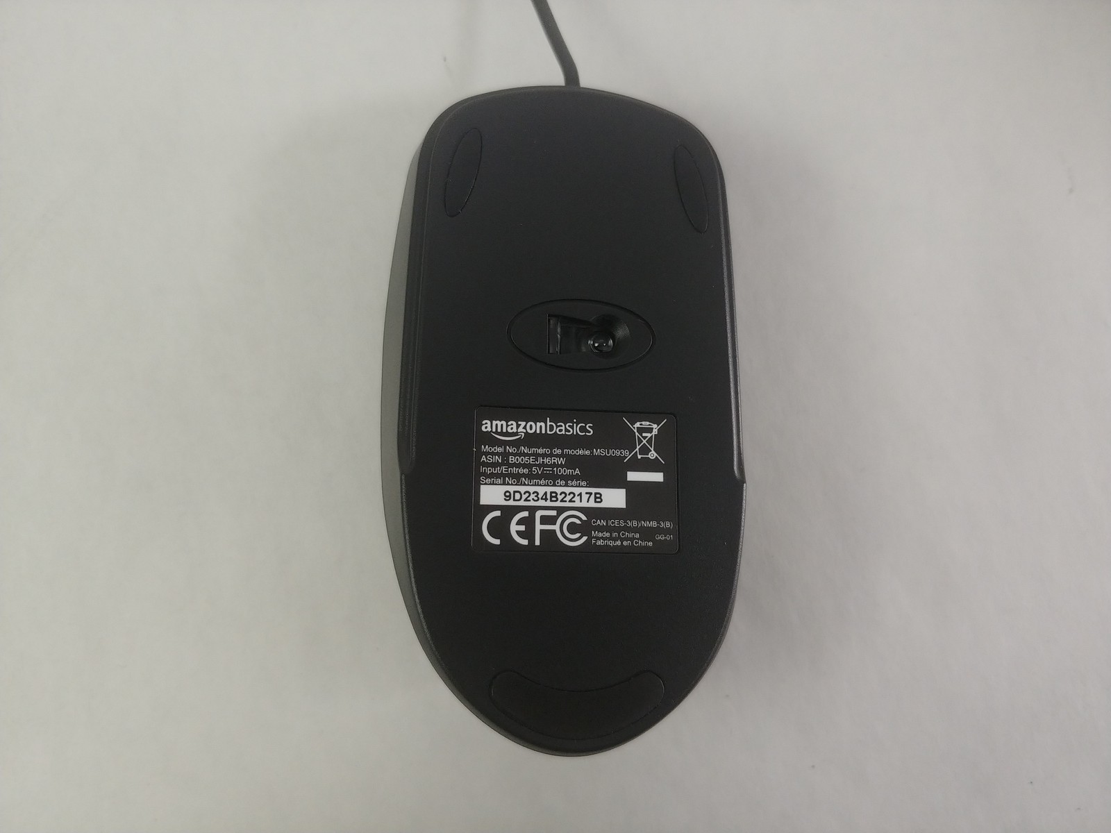 Amazon MSU0939 USB 3 Button Standard Mouse Black Open Box