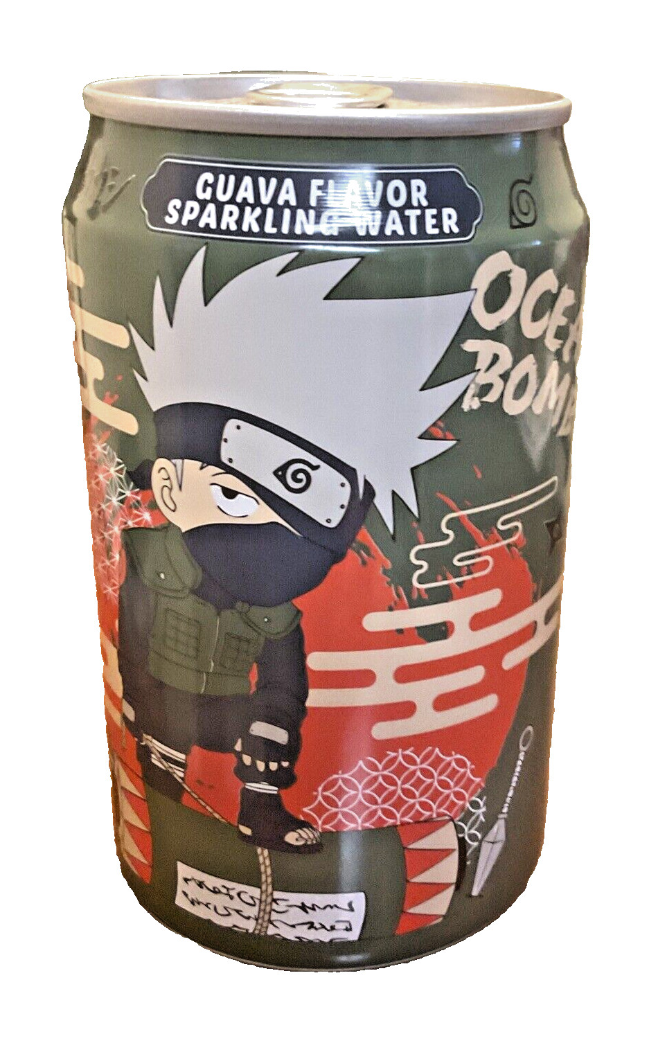 16oz Sparkling Water. Ocean Bomb, Guava Flavor, Collectible. Naruto