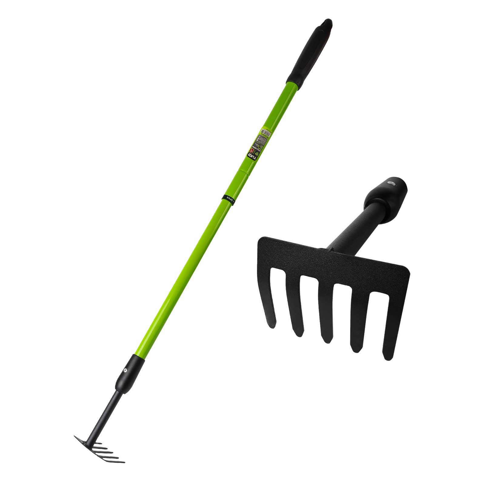 Small Telescopic Garden Rake 27-39" Handle, Mini Hand Rake for Flower Beds & ...