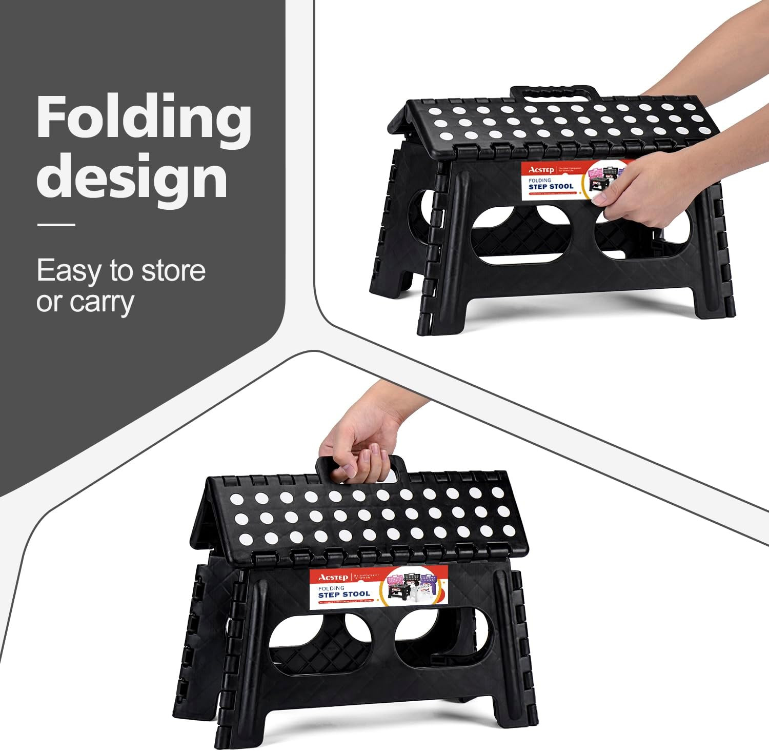 ACSTEP Folding Step Stool,15-Inch Extra Wide 9Inch Height Heavy Duty Stepping St