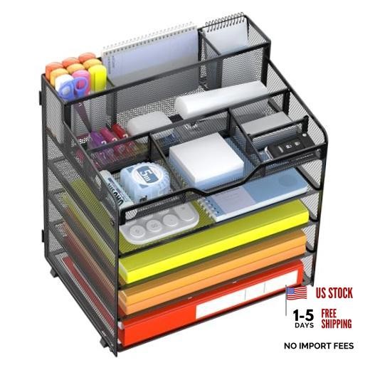 5 Tier Mesh Desk Organizer for Paper Office Supplies – Multi 5tierblack