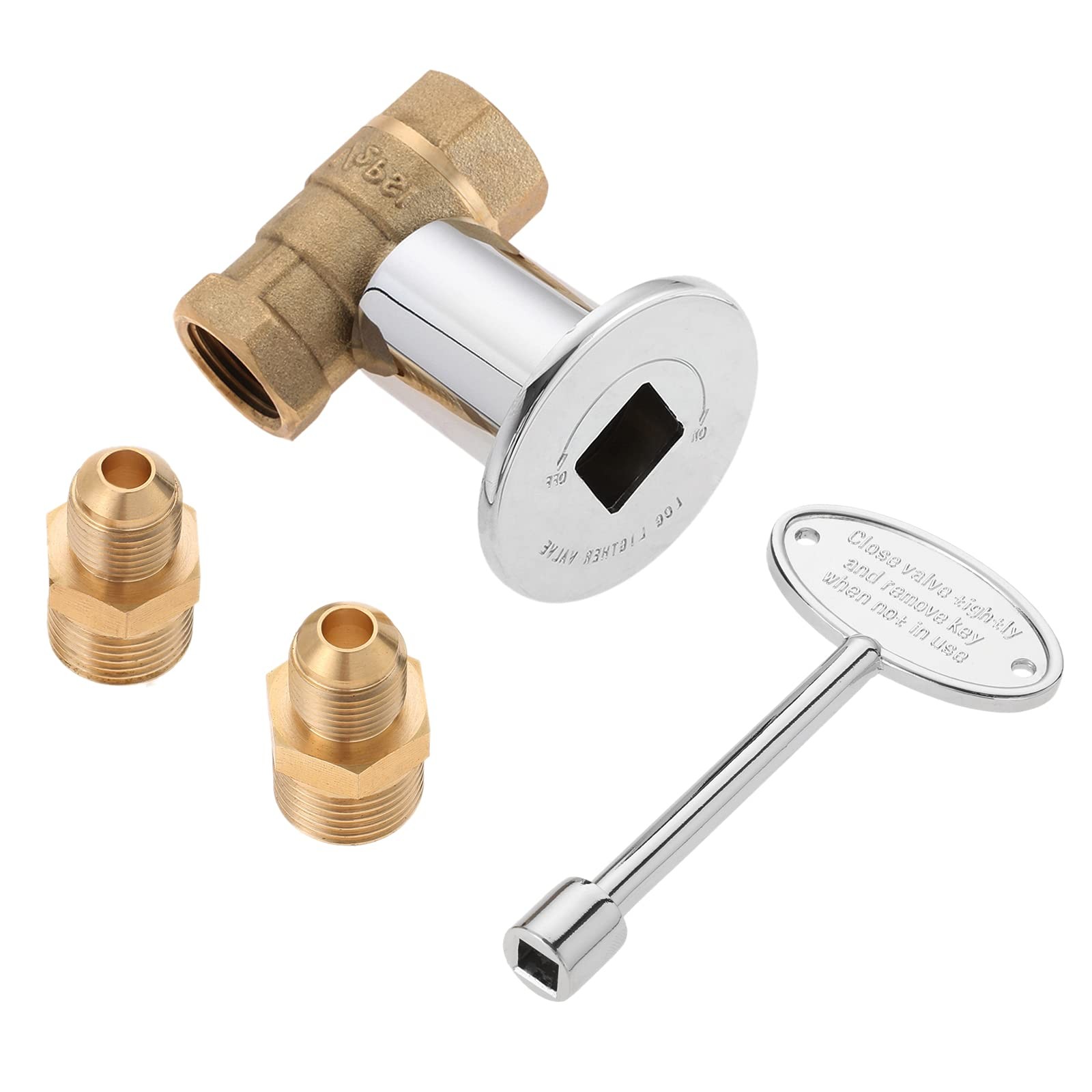 Aupoko 1/2-Inch Straight Quarter-Turn Shut-Off Valve Kit for NG kit 1, Silver