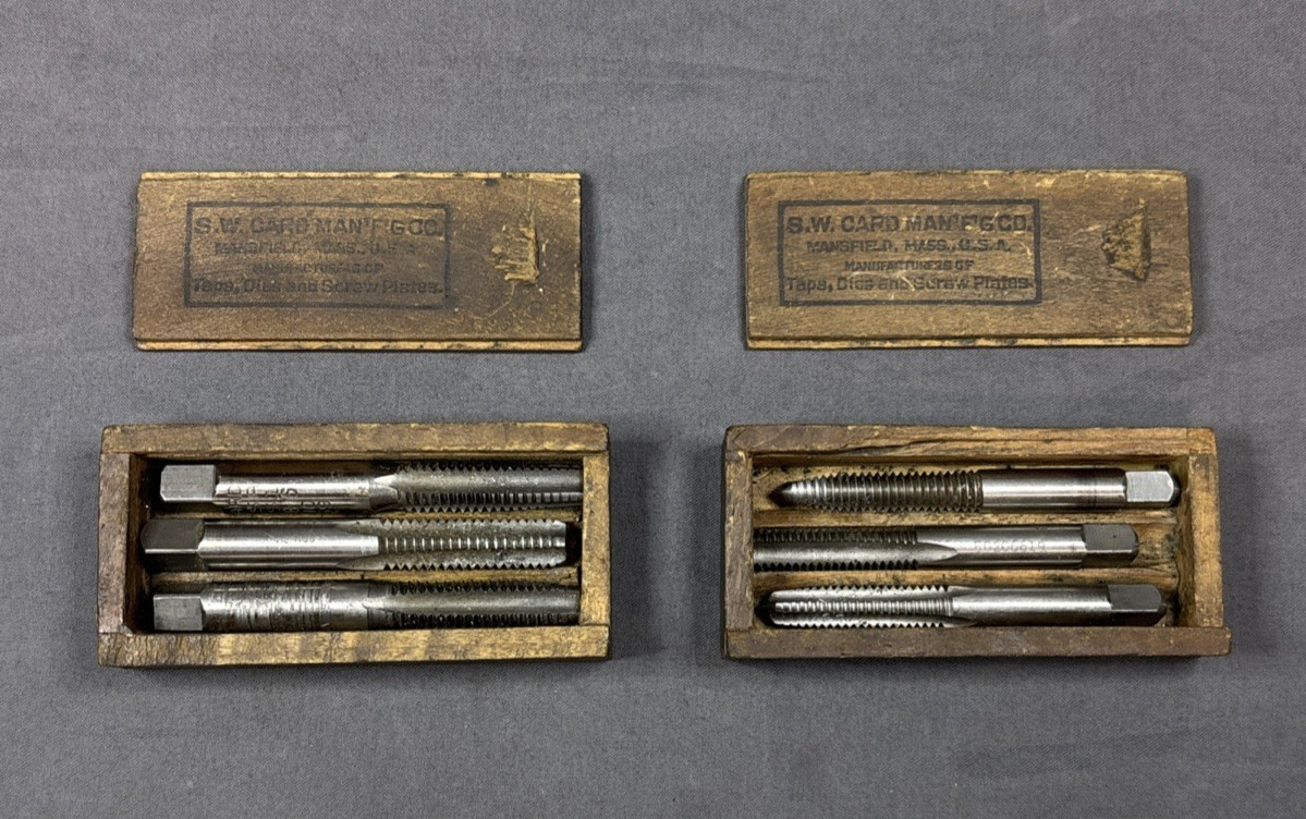 Vintage S.W. Card Man. Co. - set of 2 original Wooden Boxes w/taps - some CARD