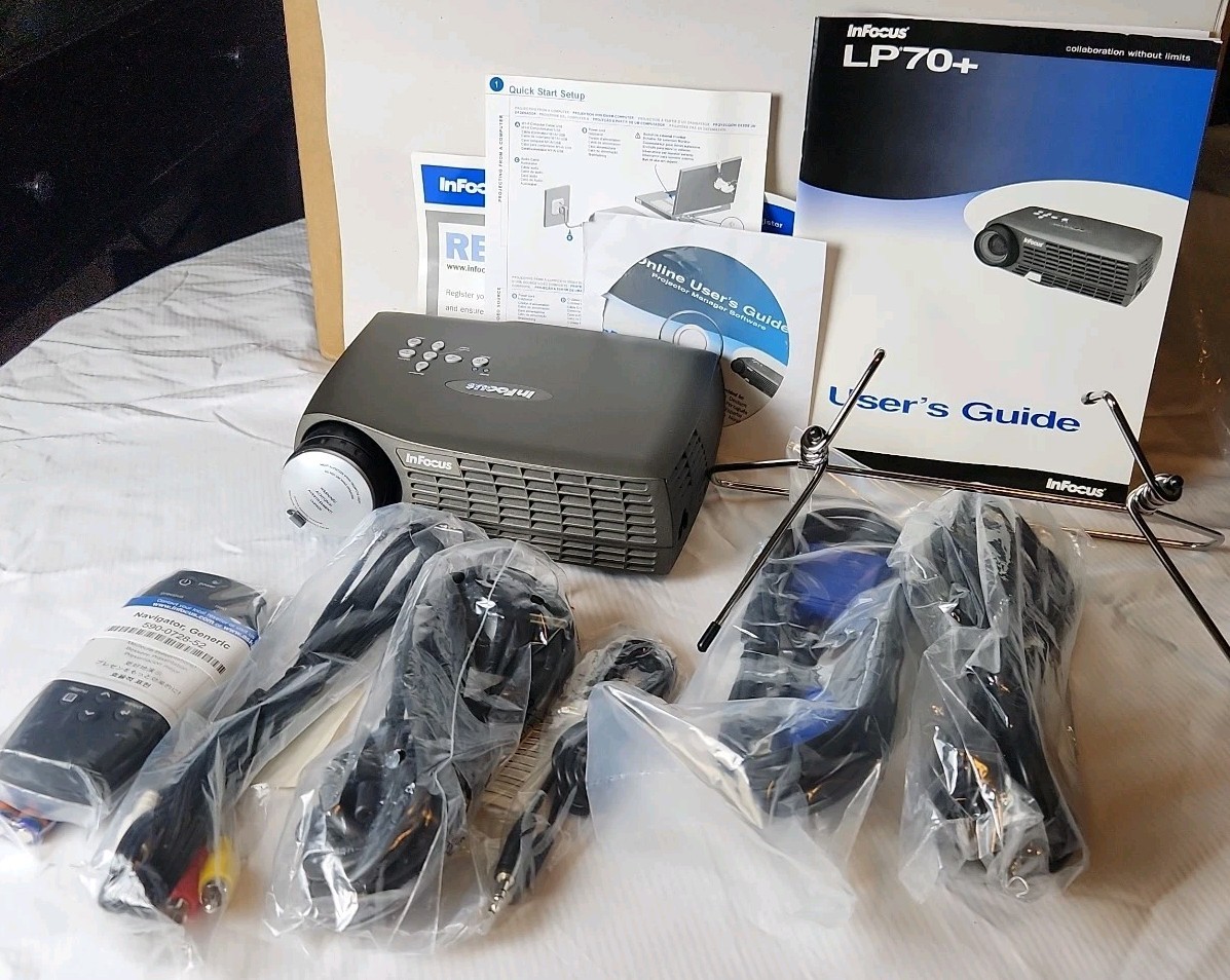 New InFocus LP70+ DLP Home Theater Projector Bundle Complete New Open Box