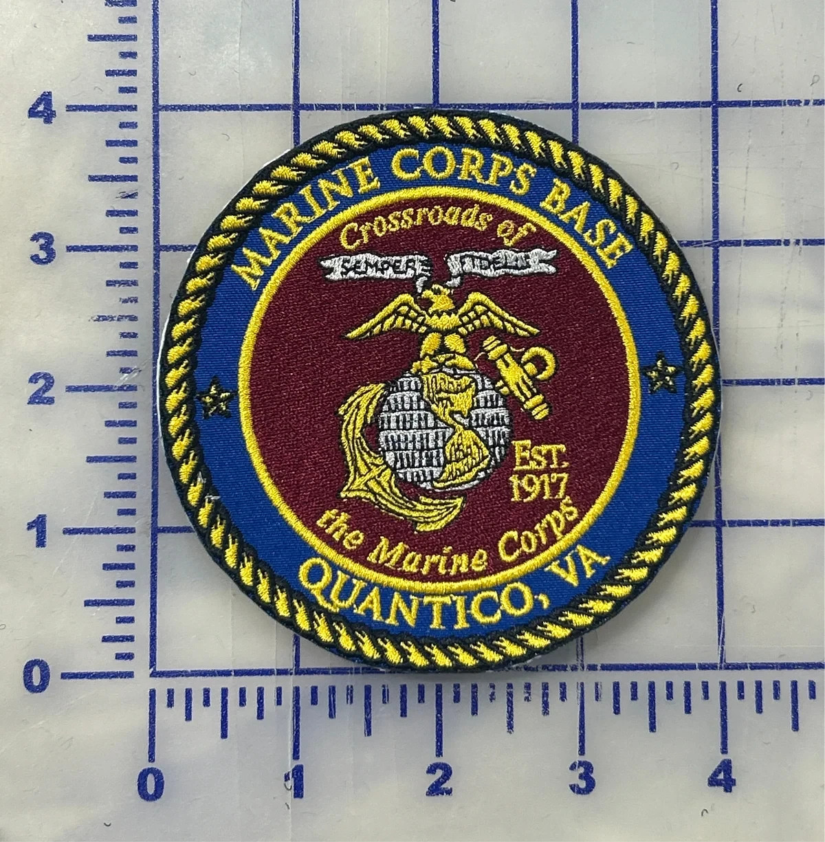 4" MARINE CORPS BASE QUANTICO EMBROIDERED COLOR PATCH