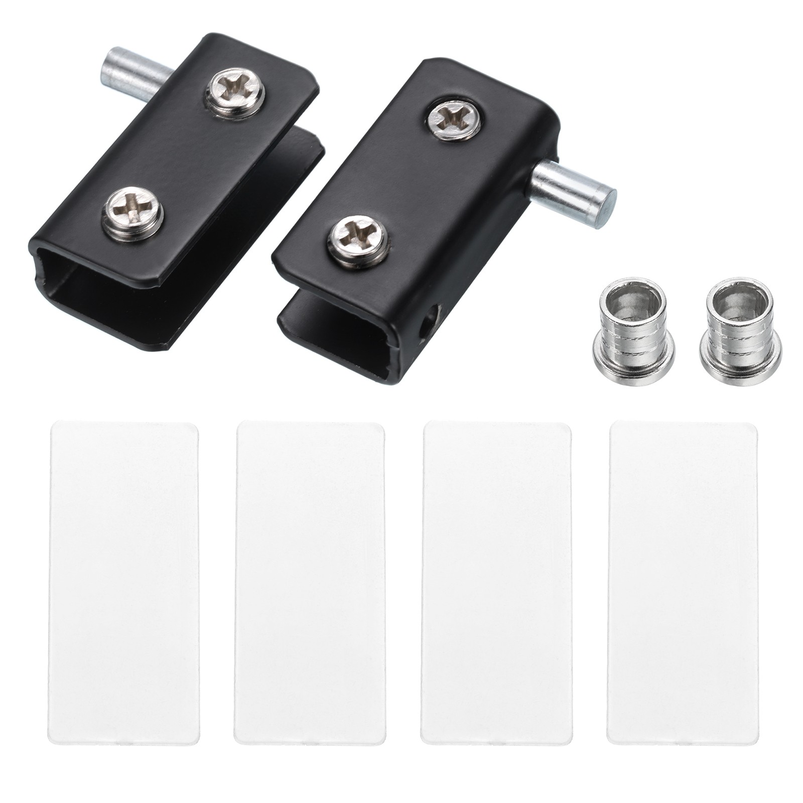 1 Pair Glass Door Hinge Glass Door Pivot Hinge Glass Clamp for 5-8mm Black