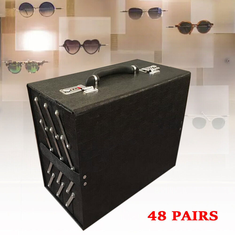 48 Pairs Foldable Multicase Sunglass Eyeglasses Suitcase Display Case PU