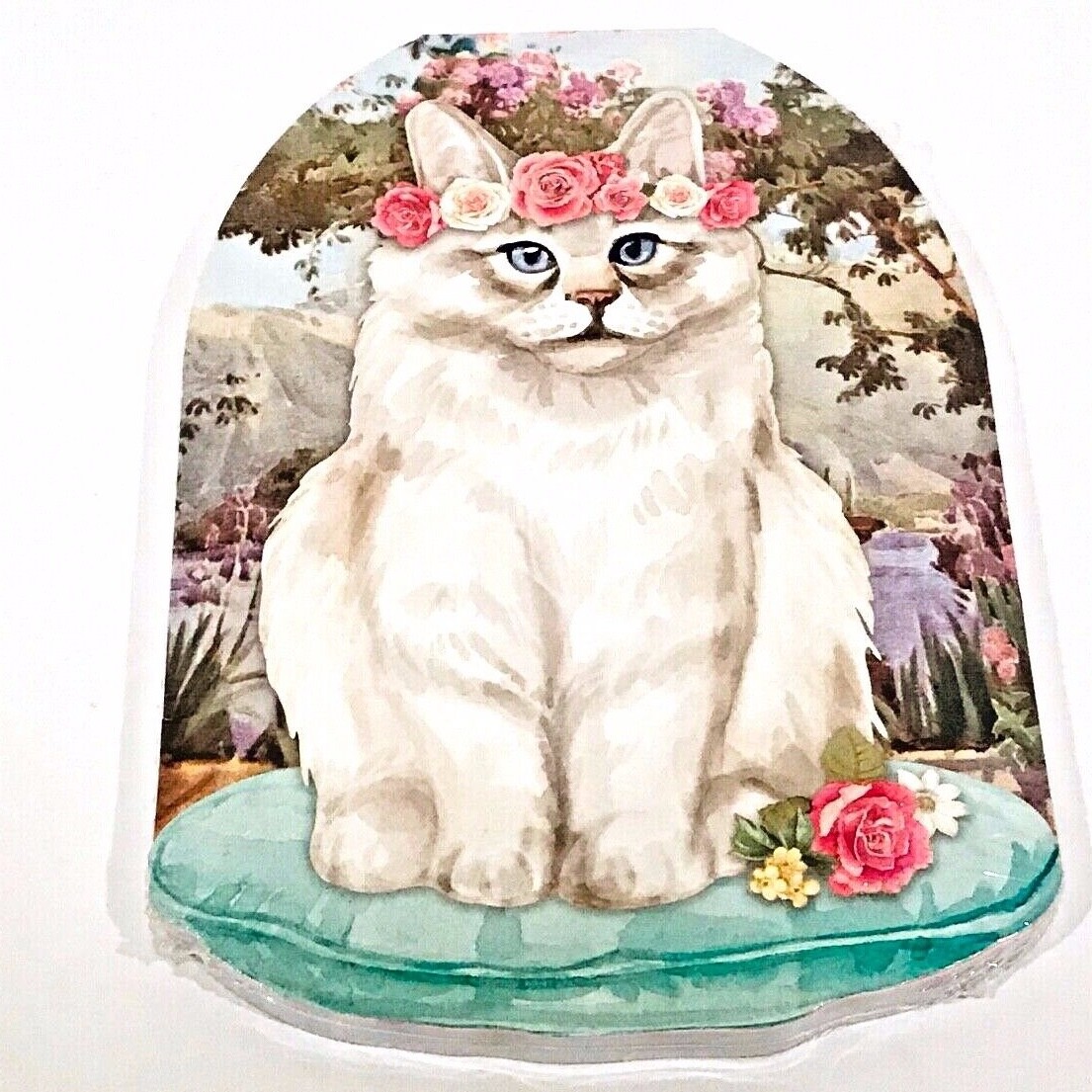 PUNCH STUDIO GLITTER ROSE CROWN KITTY 5X7 NOTEPAD 75 SHEETS